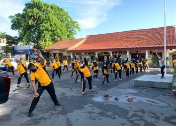 Tingkatkan Imun, Personel Polres Ciko Rutin Laksanakan Olahraga Bersama