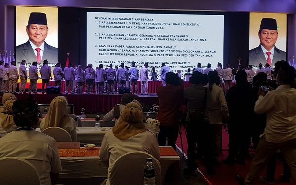 Inilah Empat Poin Deklarasi DPD Gerindra Jabar untuk Pemenangan Prabowo di Pilpres 2024